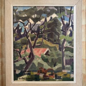 "The Garden's Interior" - cubist-style oil painting from 1956