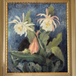 Large oil on board floral - white flowers and foliage