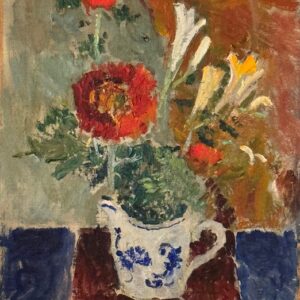 Abstract floral in chinoiserie vase